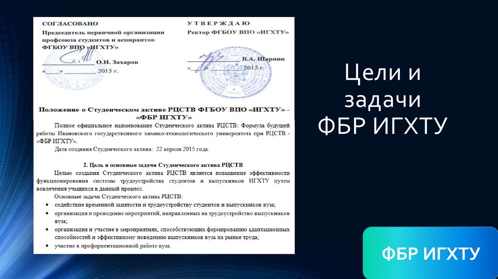 Положения студент. ФБР ИГХТУ. Задачи FBR. Основные задачи ФБР. Справка из ФБР.