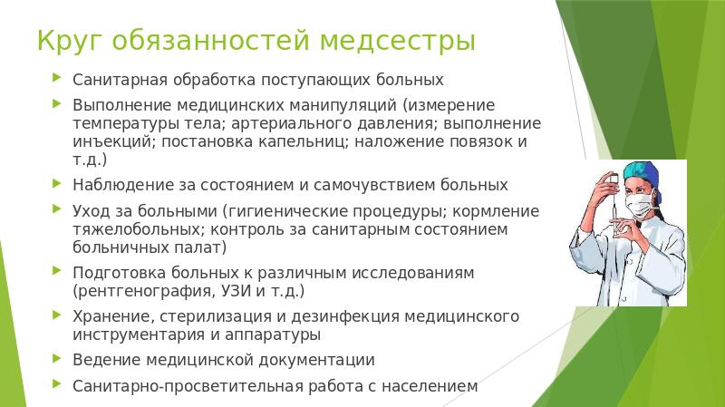 Обязанности медсестры презентация