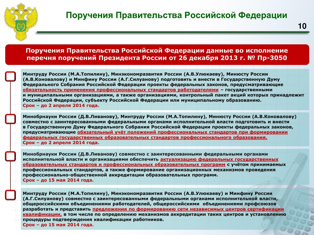 Перечень поручений правительства российской федерации