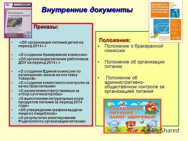 План контроля по организации питания в доу