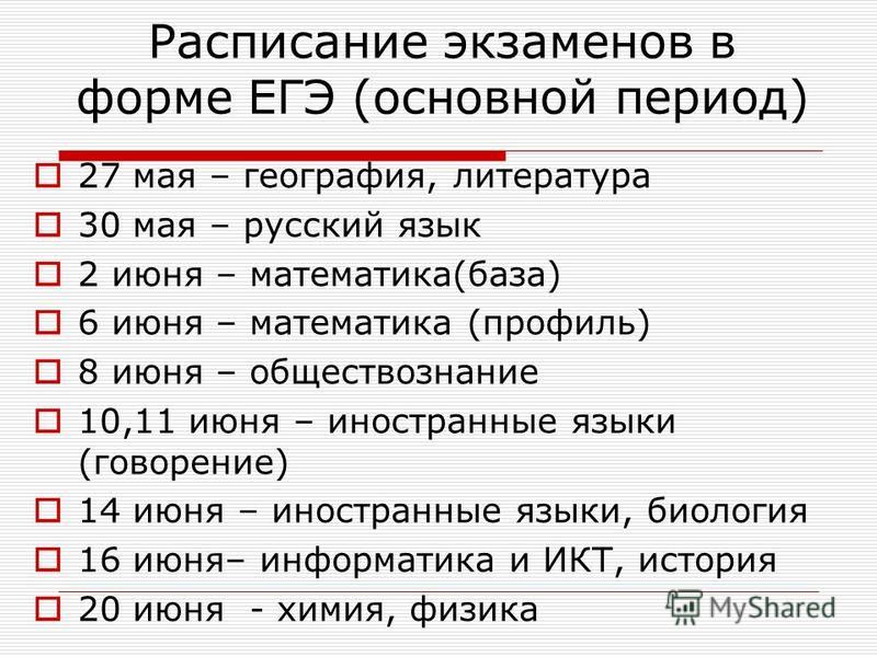 Расписание экзаменов