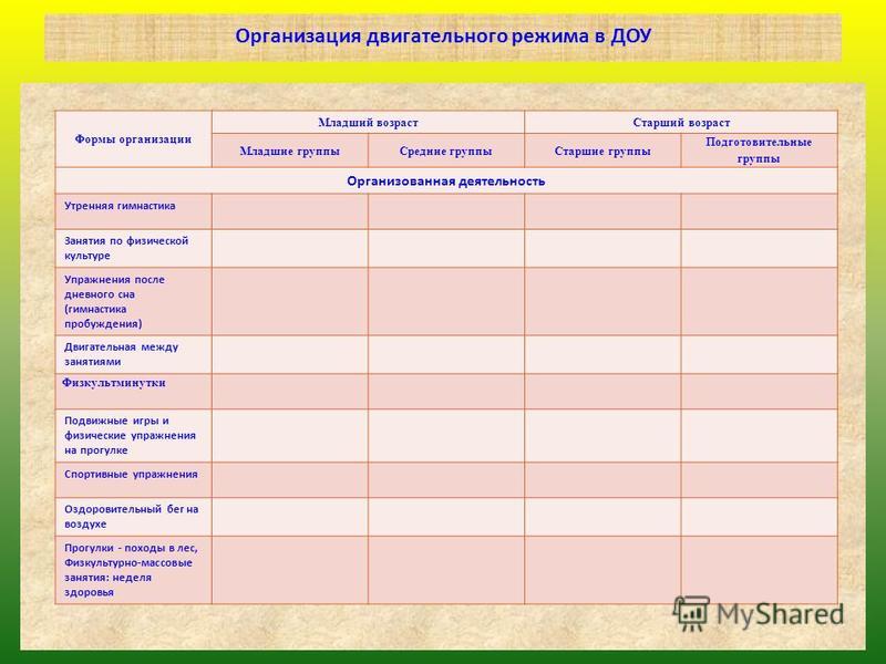 Формы организации проекта в доу