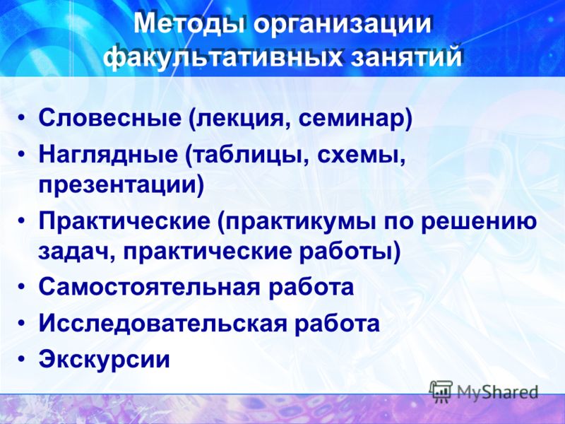 Организация занятия. Методы проведения факультативных занятий. Методы организации факультативных занятий. Форм и методов проведения занятий. Методы организации урока.