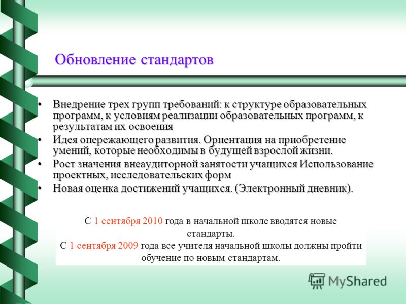 Требования к результатам обучающимся устанавливает стандарт