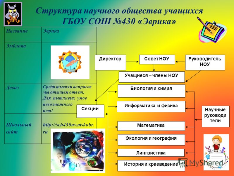 План работы научного общества учащихся