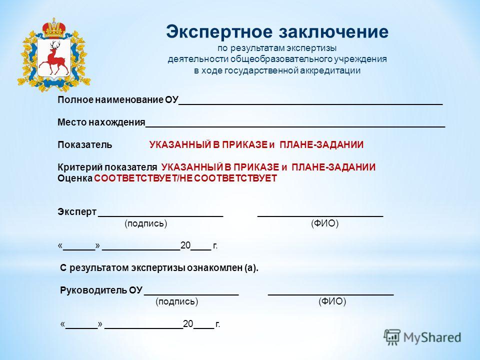 Какой документ по результатам. Государственная аккредитация. Заключение эксперта. Заключение по результатам экспертизы. Аккредитация учебного заведения.