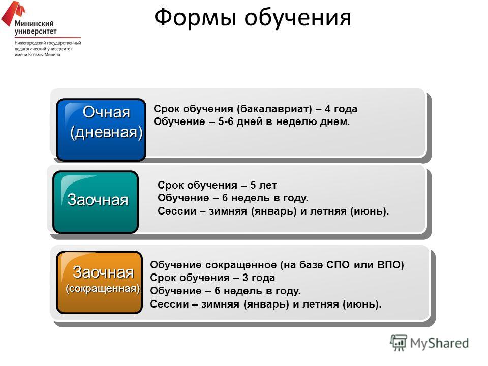 Очная и заочная форма обучения