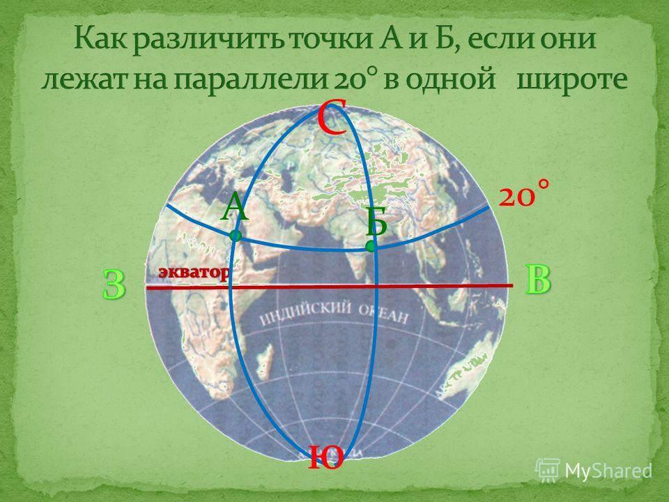 Экватор и меридиан на карте