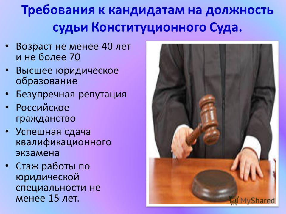 Кандидат на должность судьи. Требования к кандидатам в судьи. Требования предъявляемые к кандидатам на должность судьи. Требования к судьям конституционного суда. Требования предъявляемые к кандидатам в судьи.