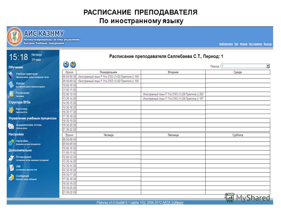 Расписание преподавателей