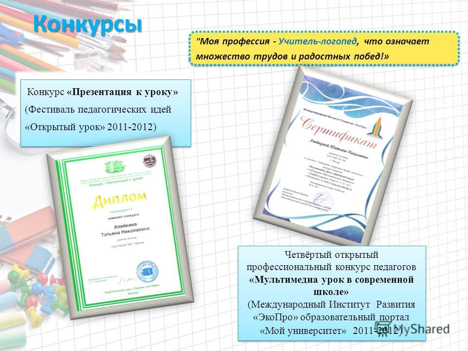 Моя будущая профессия логопед проект