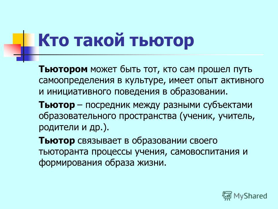 Как называется тьютор помогающий осваивать технологию написания проектов