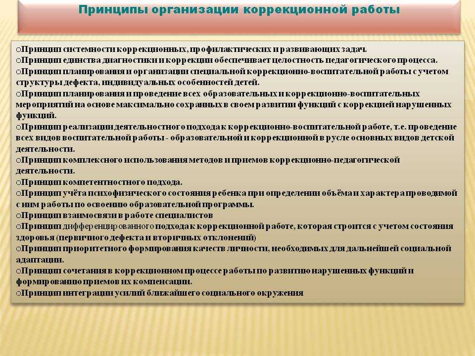 Принципы образовательной организации. Способы коррекционной работы. Основные принципы коррекционной работы. Принципы организации коррекционной работы. Основные задачи коррекционной работы.