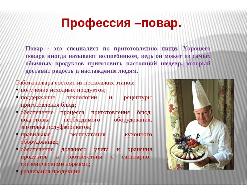 Повар кондитер профессия проект