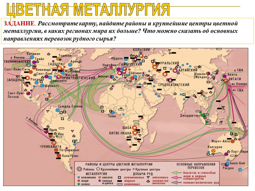 Ведущие страны производители и экспортеры цветных металлов. Экспорт цветной металлургии в мире карта. Крупнейшие центры цветной металлургии в России на карте алюминий. Основные центры цветной металлургии.
