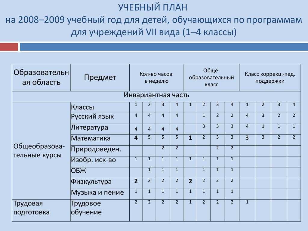 Индивидуальный учебный план для обучения на дому