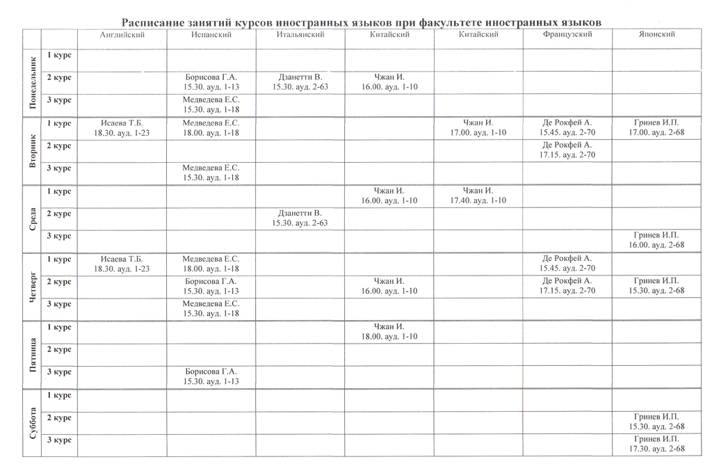 Картинка расписание курсов