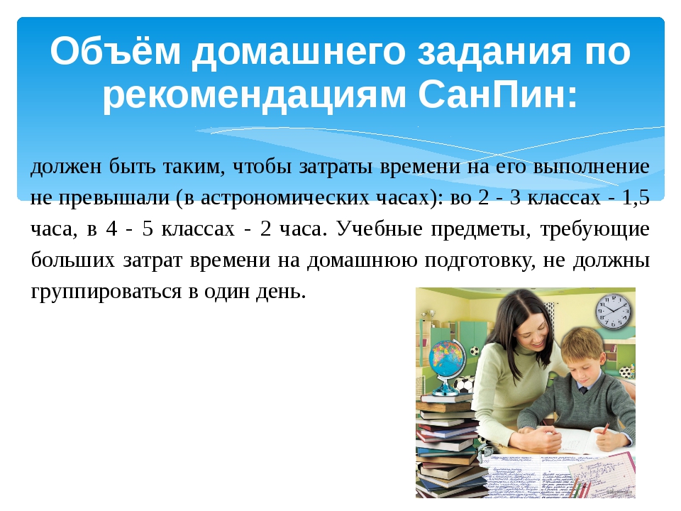 Сделать домашнее задание 4. САНПИН объем домашнего задания. Объем домашних заданий в начальной школе. Нормы домашнего задания в начальной школе. САНПИН по домашнему заданию.