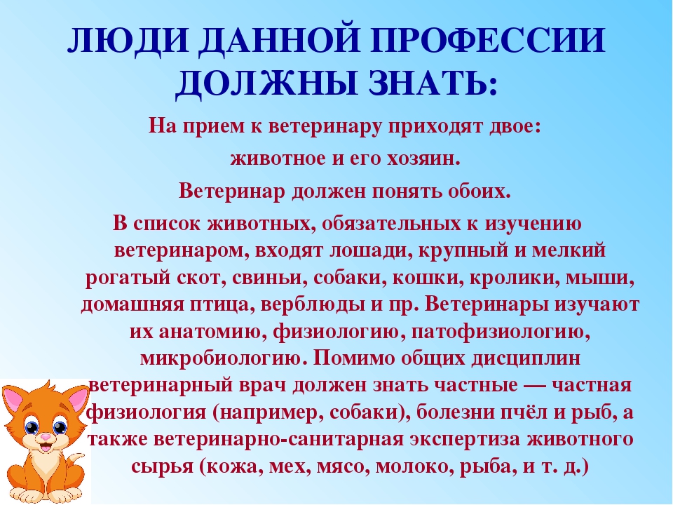 Мой профессиональный выбор творческий проект 8 класс ветеринар