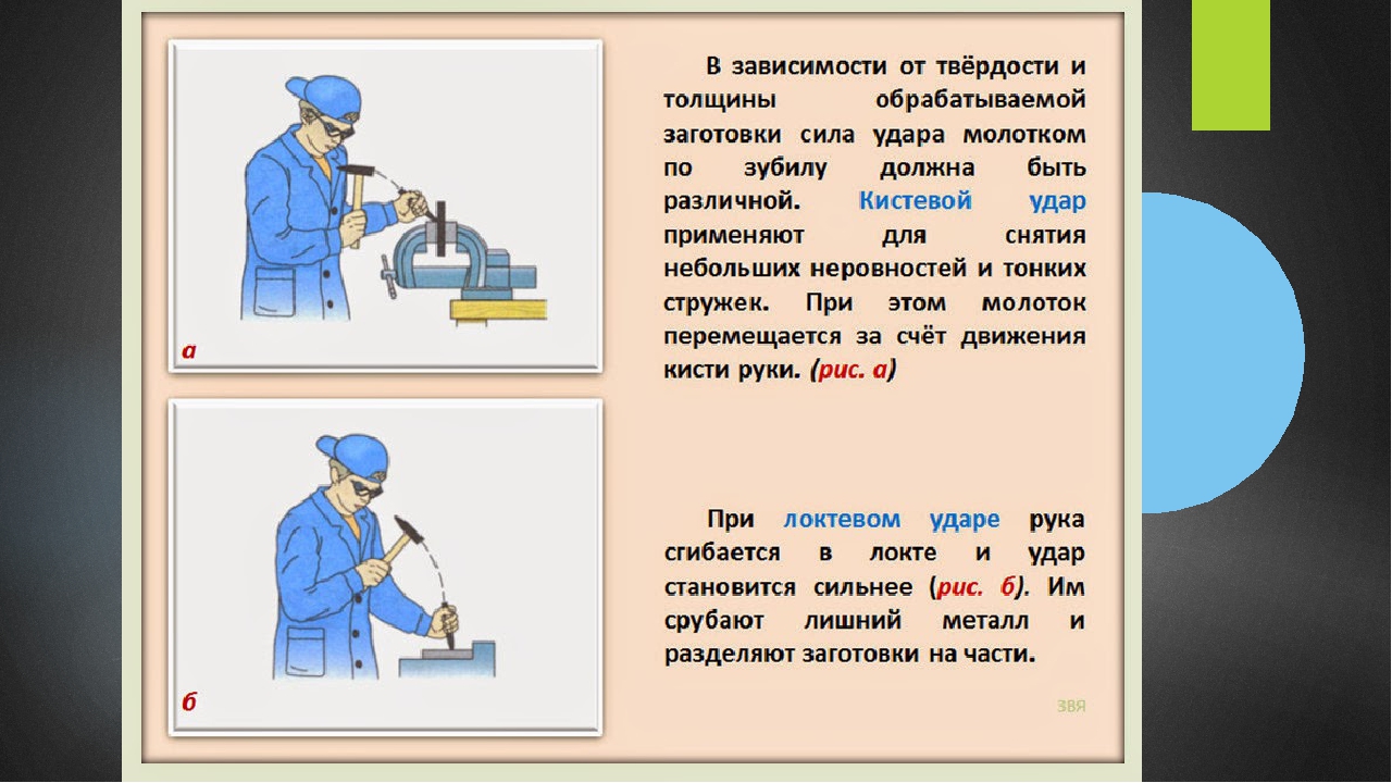 Средняя сила удара молотка. Технология рубки металла. При рубке металла. Порядок выполнения рубки металла. Приёмы рубки металла зубилом:.