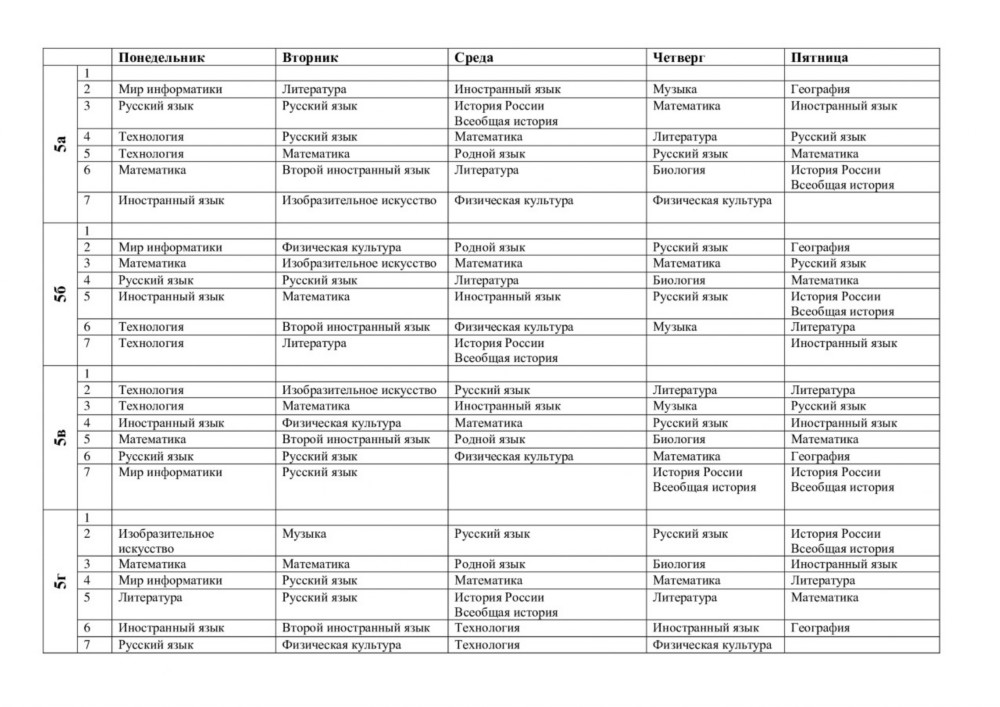 Расписание школы 19